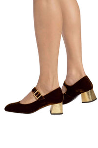 Penelope Chilvers - Women's Mid Mary Jane Velvet Shoe