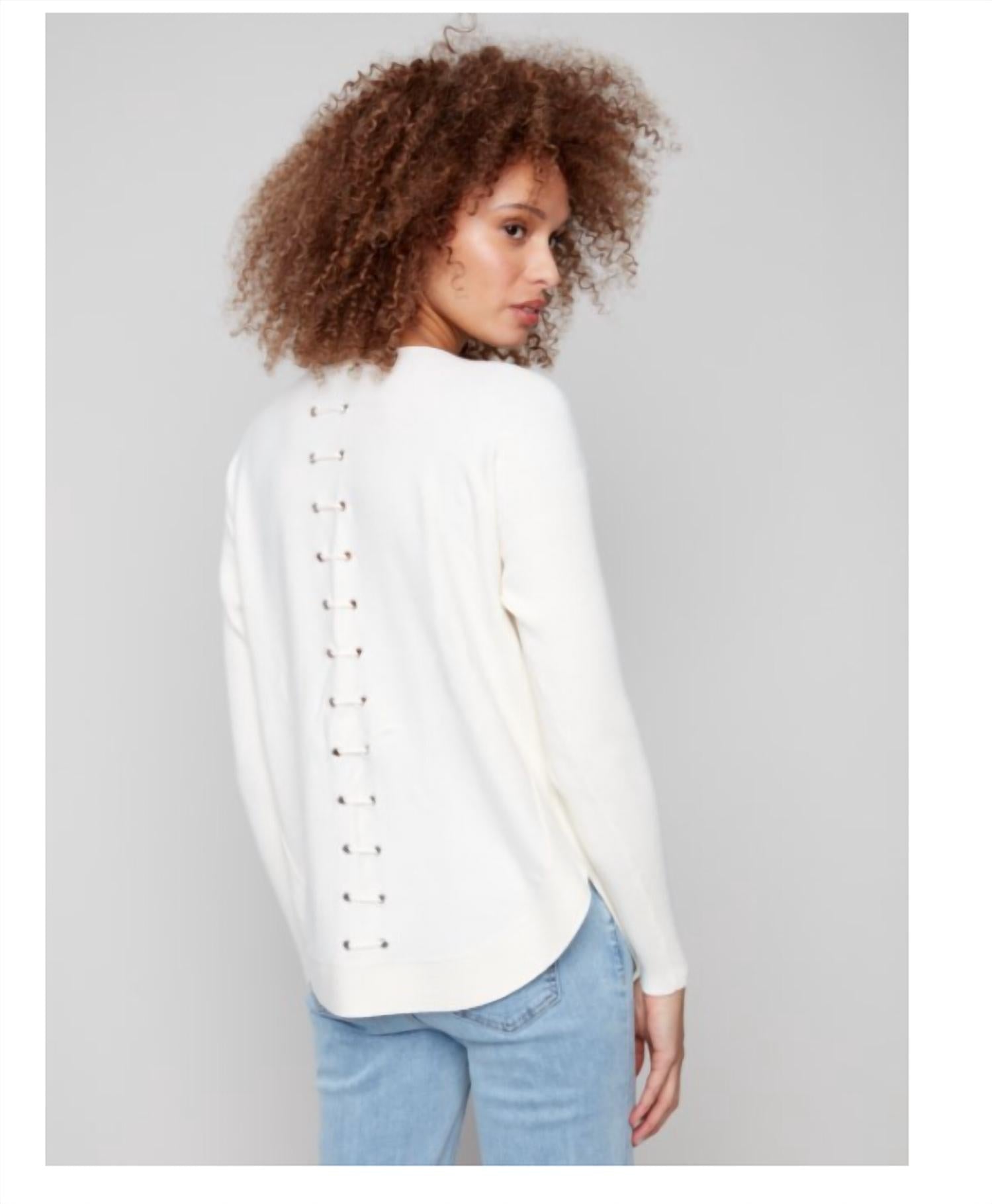 Charlie B - Knit Sweater With Back Lace-up Detail