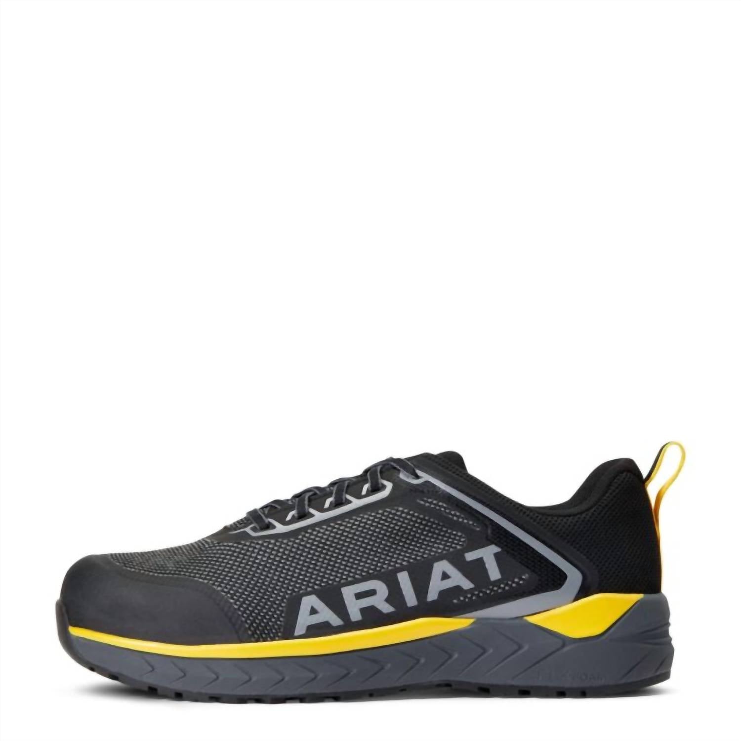 ARIAT Men's Outpace Composite Toe Work Shoe in charcoal blazing yellow - men's shoe