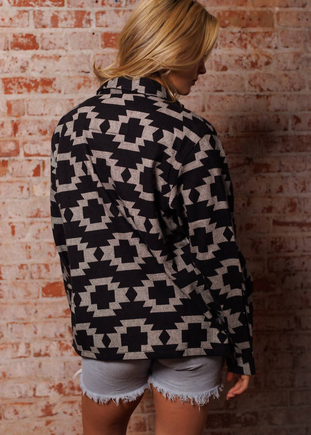 Iron & Resin Yumani Jacquard Pattern Shirt in black - women's shirt - alternate view