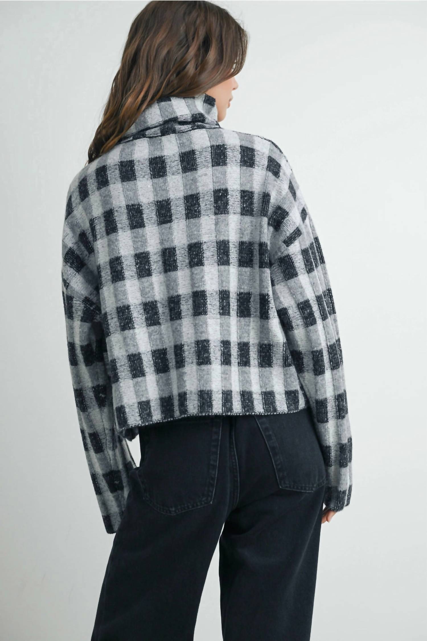 Buttermelon - Sanders Check Turtleneck Sweater Top