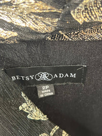 Betsy & Adam - Dana Long Mock Neck Foil Wrap Maxi Dress