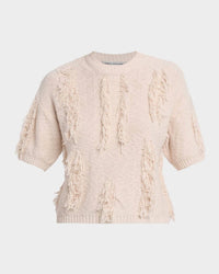 Autumn Cashmere - Short Sleeve Fringe Crew Sweater