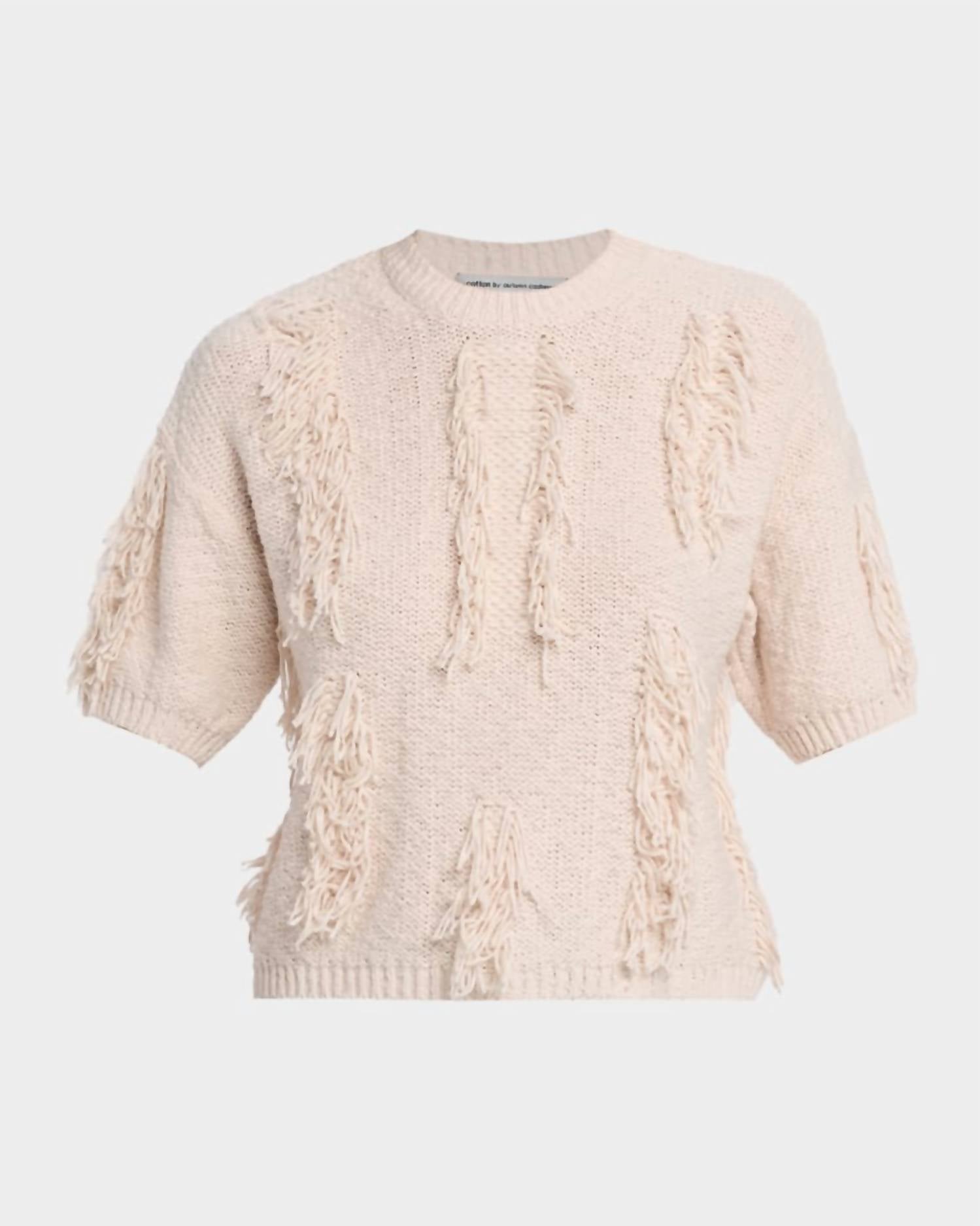 Autumn Cashmere - Short Sleeve Fringe Crew Sweater