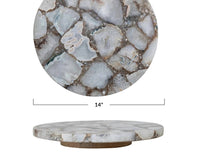 Creative Co-Op - Natural Agate Lazy Susan with Mango Wood Base