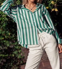 Urban Daizy - Striped Button Down Collared Shirt