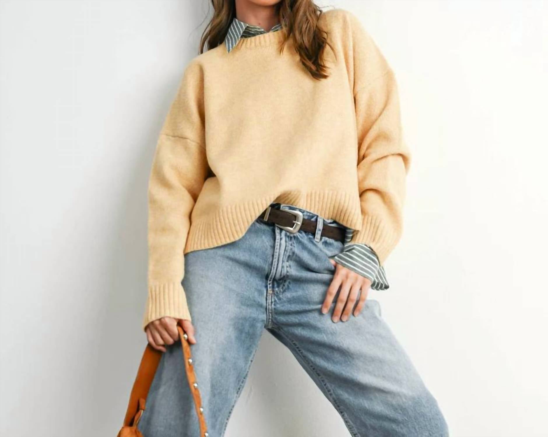 Buttermelon Charlotte Tie Back Sweater in marigold - women's sweater