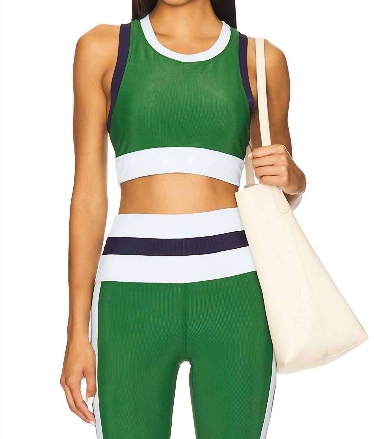 Beach Riot Gwen Color Blocked Top in ivy - women's tank top