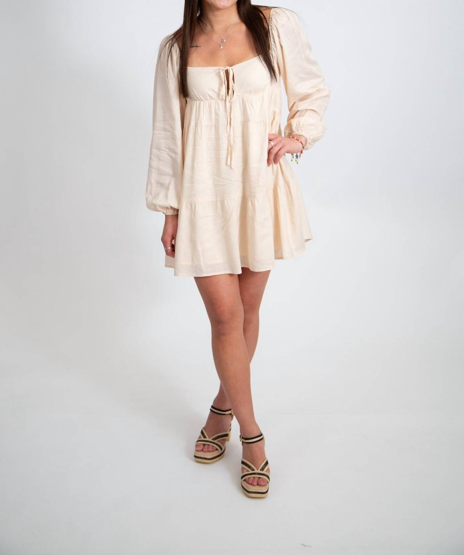 boho tiered mini dress Ayla White Smocked Mini Dress by Sky To Moon - Size M - fit-and-flare - cami strap - sorority - rush - graduation - Boho - summer