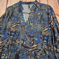 Ethyl Women's Peacock Pull Over V Neck Blouse in multicolor - women's blouse - alternate view