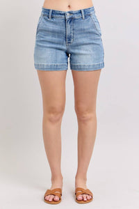 Judy Blue - Mid Rise Denim Trouser Short