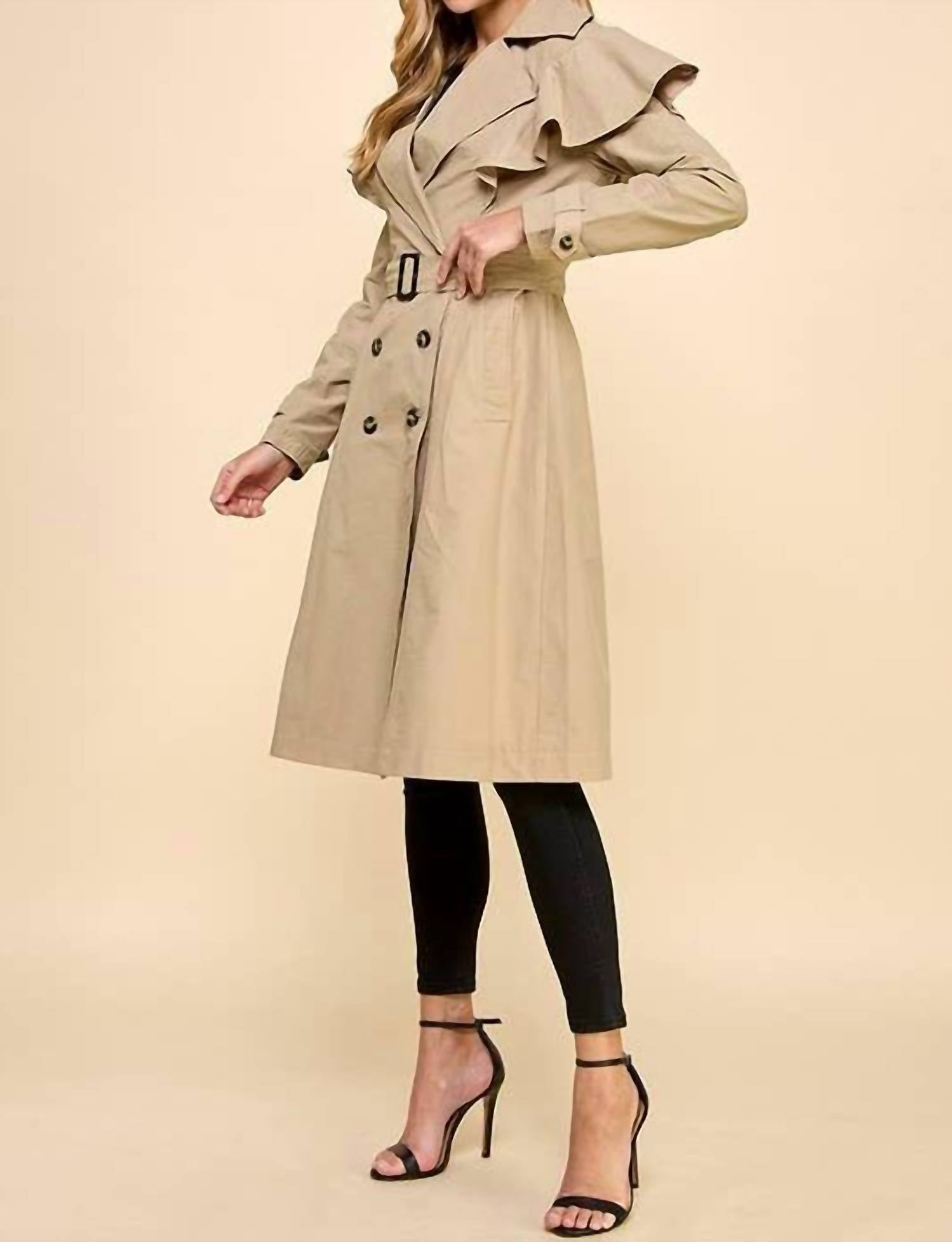 Tcec - Ruffle Detail Trench Coat