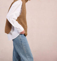 MOLLY BRACKEN Knitted Sleeveless Sweater in camel - women's sweater - alternate view