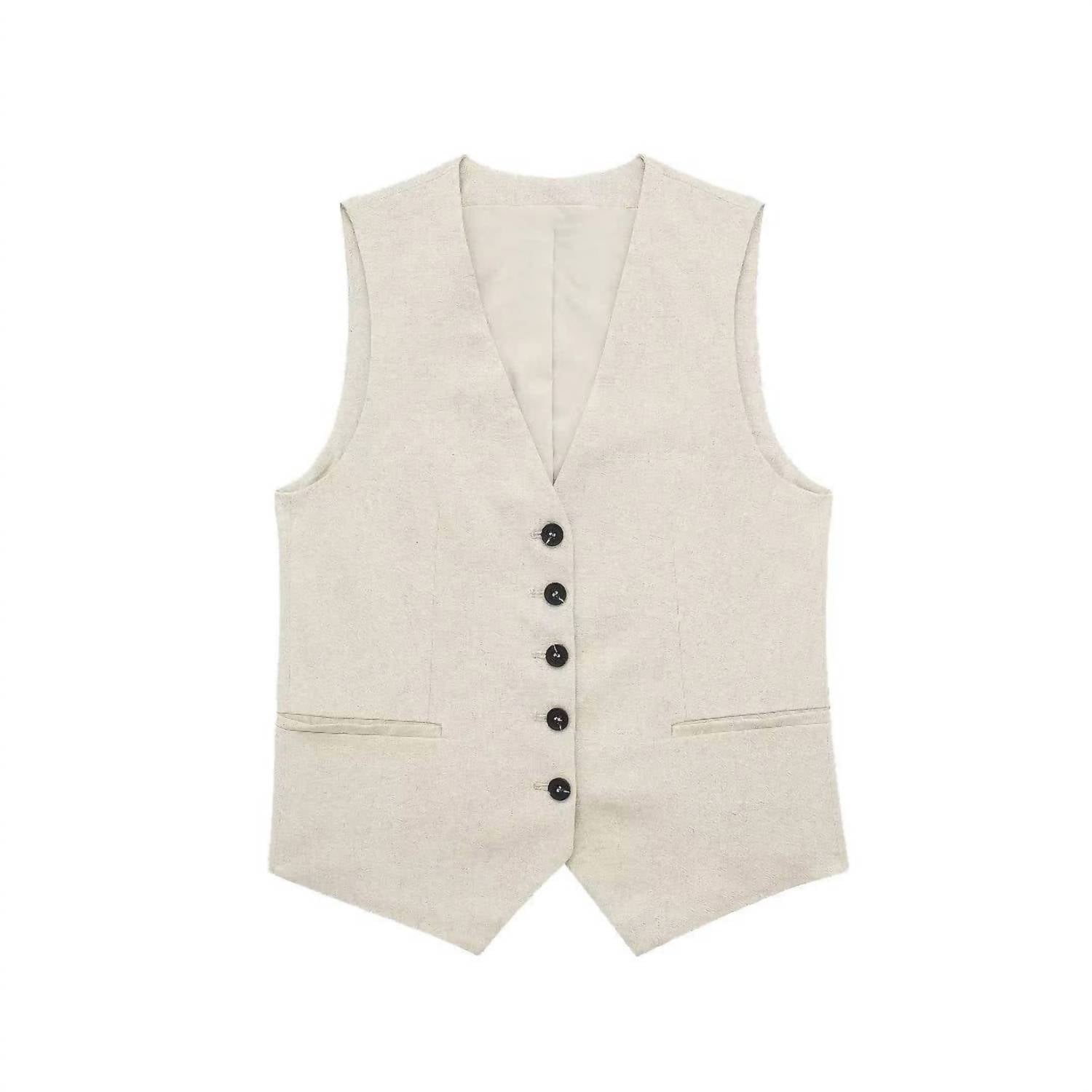 Sweetkama - Tailored V-neck Vest & Shorts Set