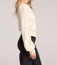 saltwater LUXE Gianny Crewneck Sweater in cream - women's sweater - alternate view