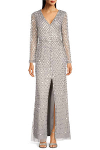 Aidan Mattox - Women's Slit Front Zipper Back Mesh Gown