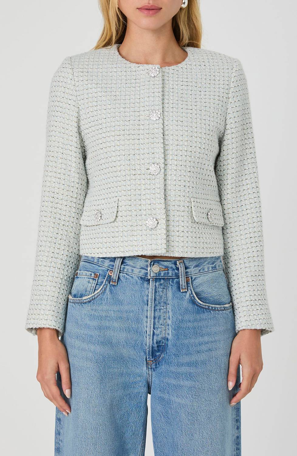 French Connection - Tweed Embellished Crop Jacket