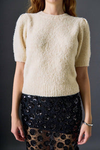 English Factory - Boucle Puff Sleeve Knit Top
