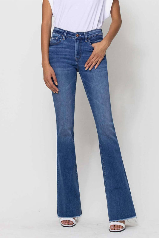 Vervet By Flying Monkey - Alison Raw Hem Mini Flare Jeans