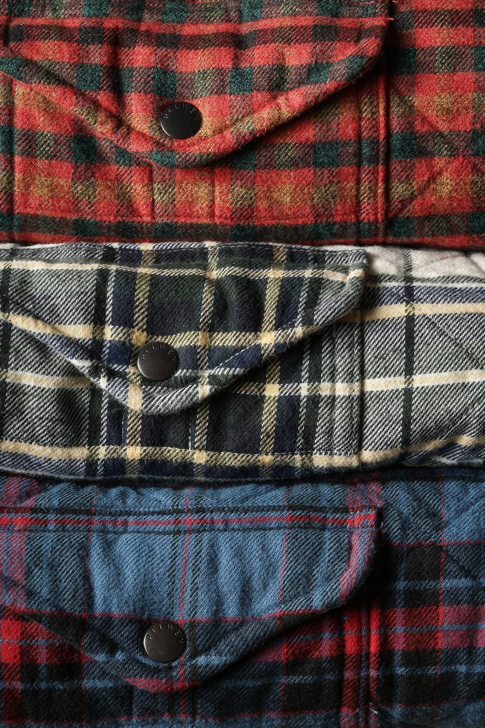 Relwen Men's Quilted Flannel Shirt Jacket in cream forest tartan - men's jacket - alternate view