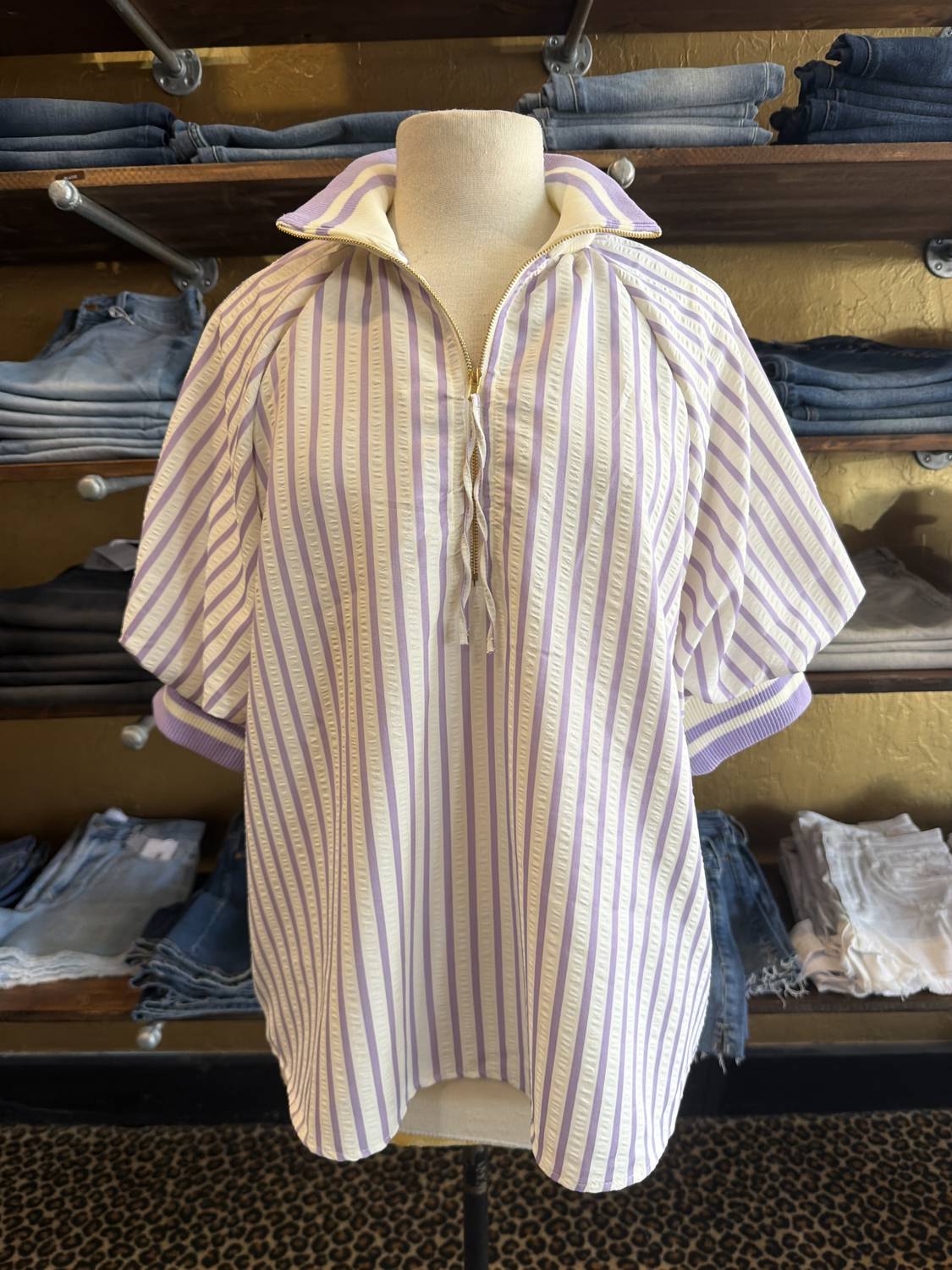 Entro - Striped Puff Sleeve top