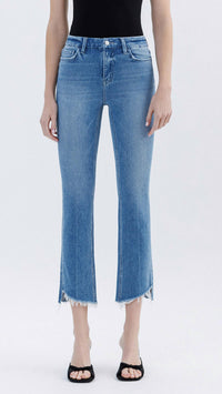 Flying Monkey - High Riseraw Slant Hem Slim Straight Jeans