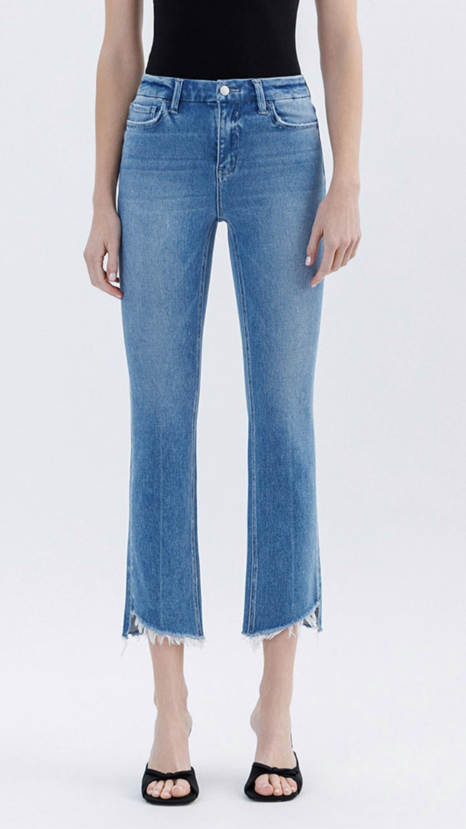 Flying Monkey - High Riseraw Slant Hem Slim Straight Jeans