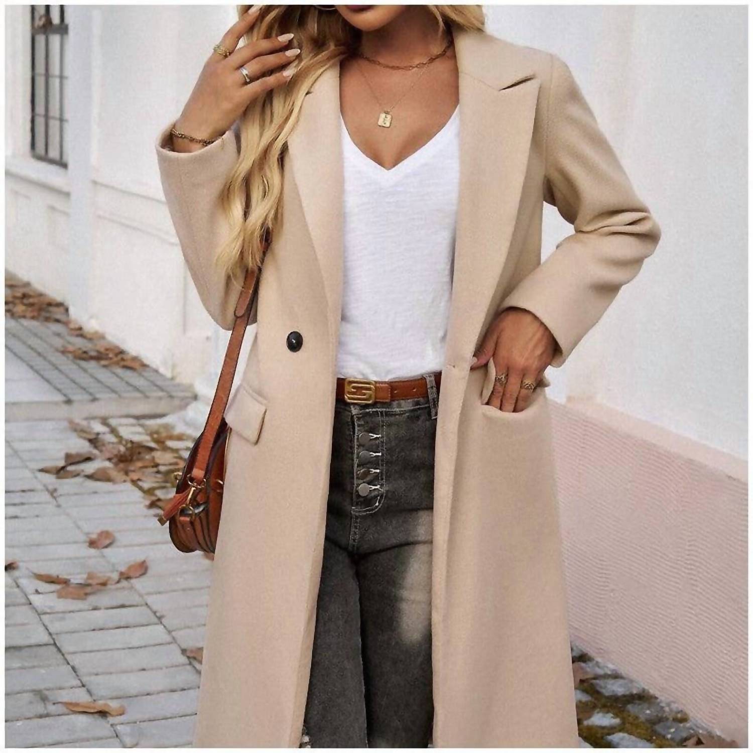 Uzwholesale - Midi Lapel Collar Cardigan Coat