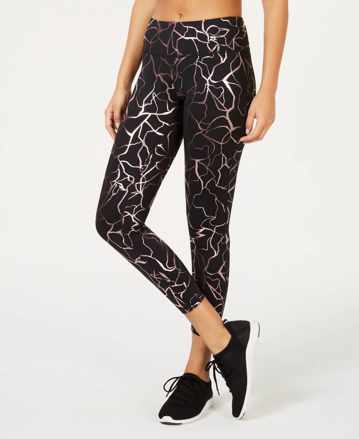 Ideology - Women's Activewear Metallic Print Cropped Leggings