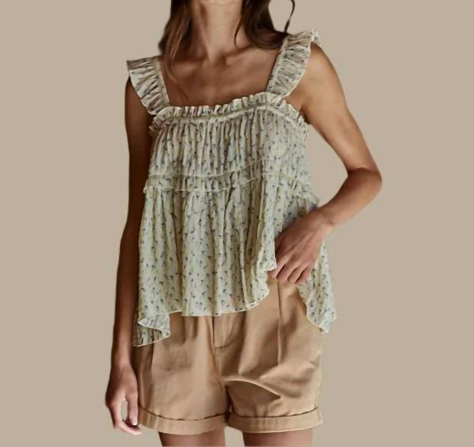 By Together - Ruffled Print Tank Top