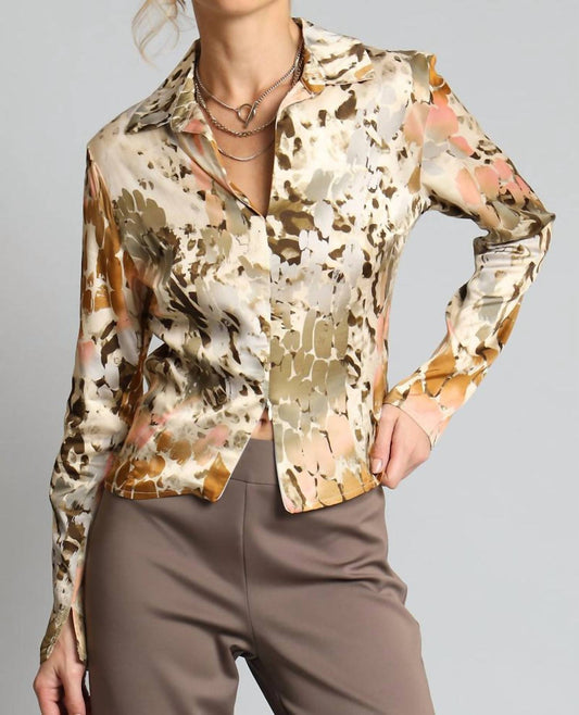Lola & Sophie - Safari Printed Zip Front Shirt