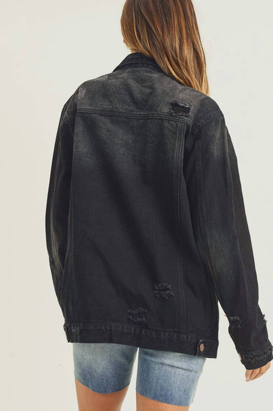 Risen - Loose Fit 90's Distressed Denim Jacket