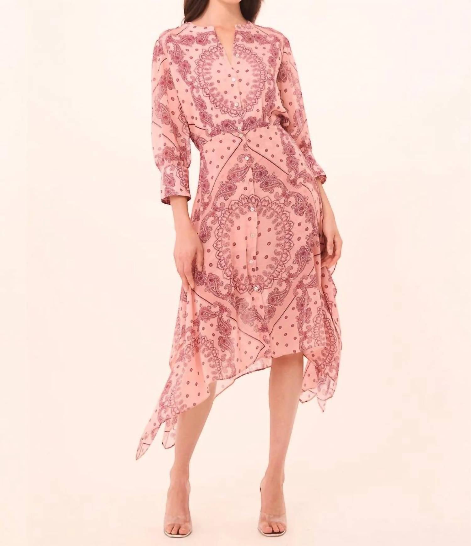 Misa Los Angeles Solmaz Midi Dress in rose bandana - women's dress - view 4