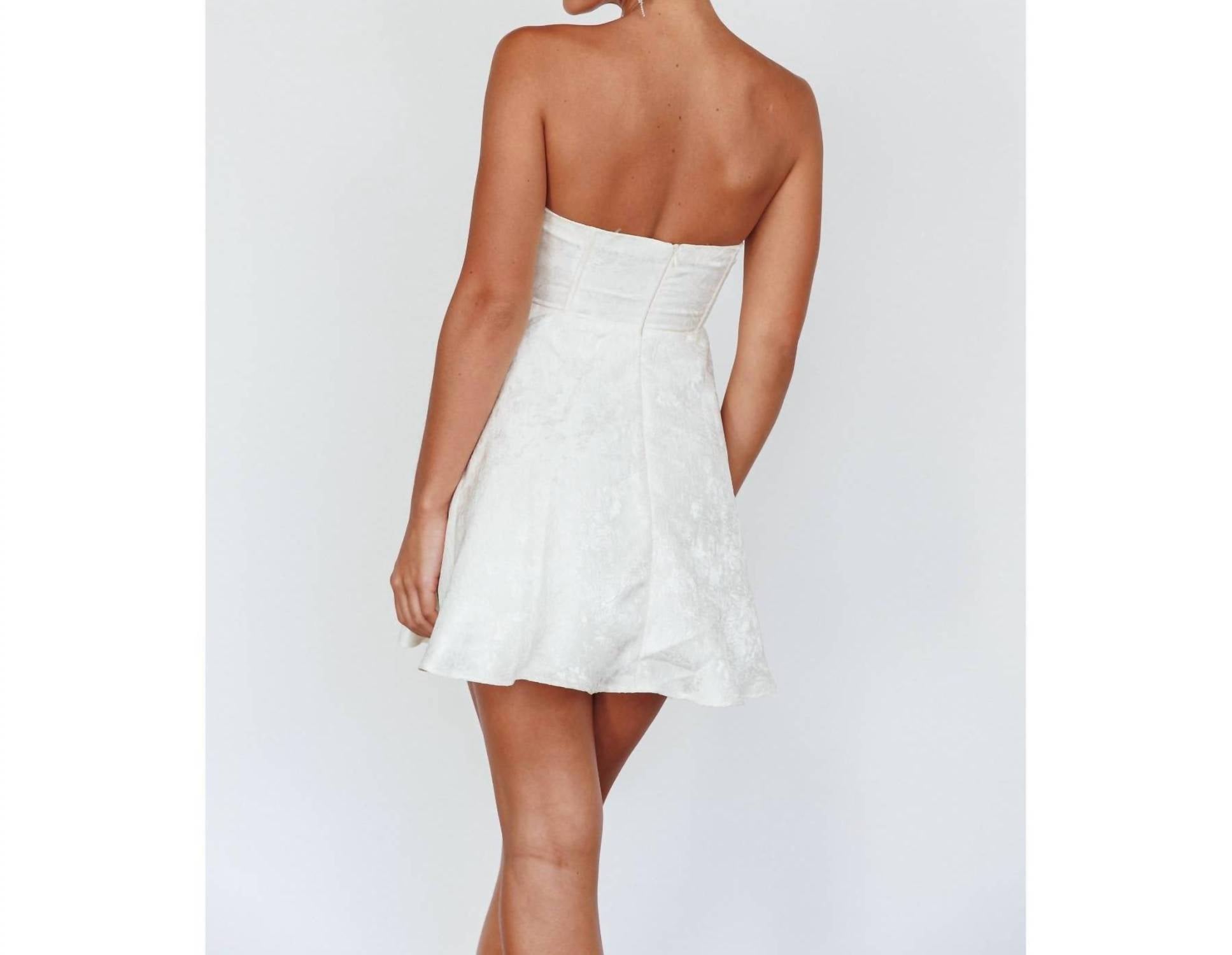One and Only Collective Frill Corset Style Mini Dress in ivory - women's dress - detail view