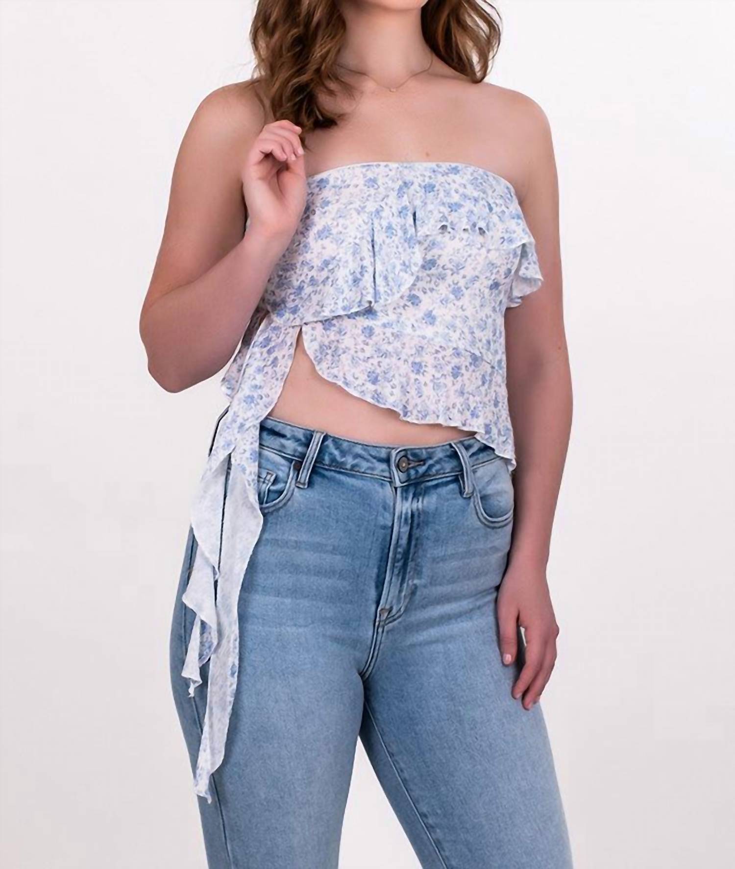 Sky To Moon - Women's Strapless Floral Jellyfish Top