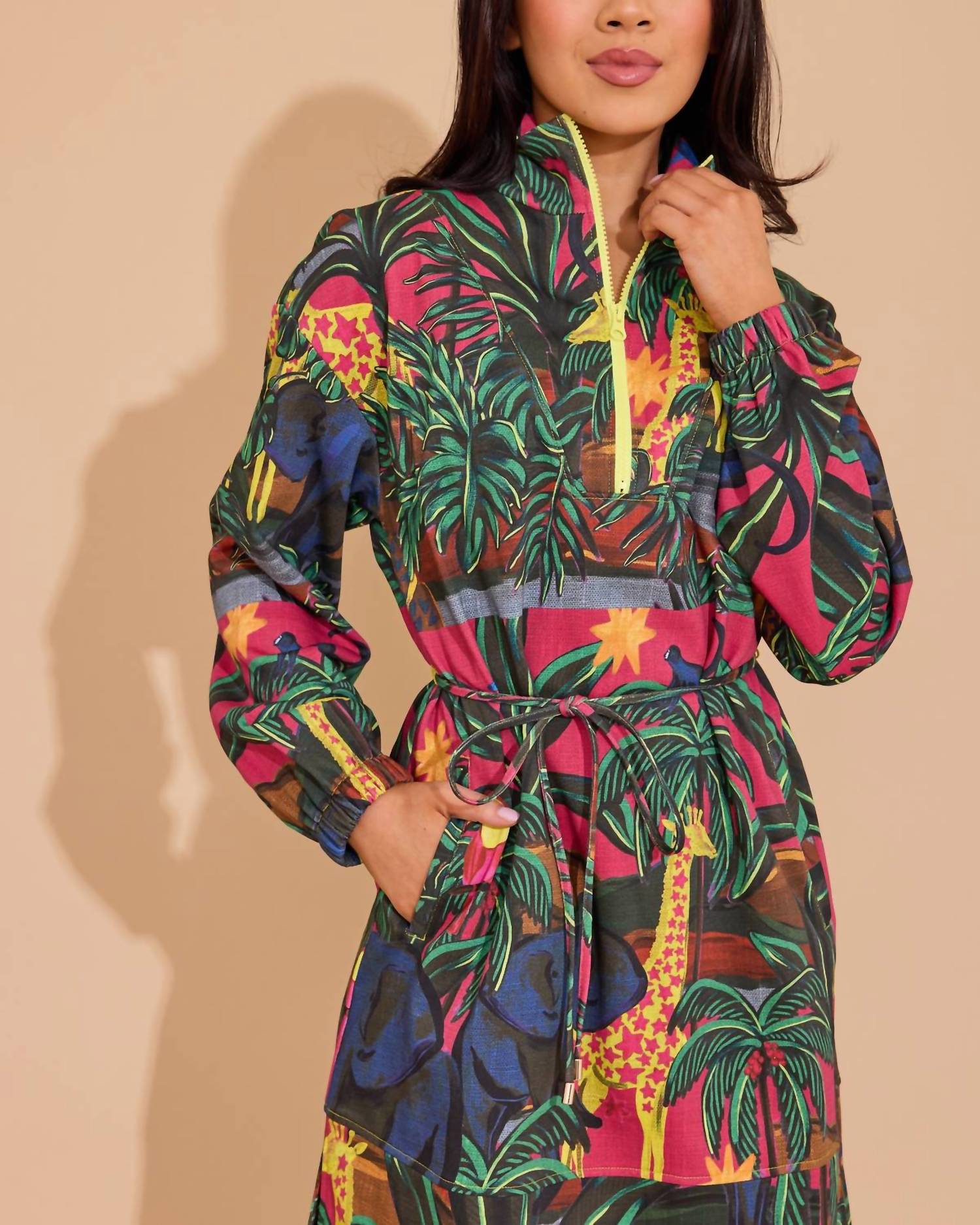 Alden Adair Logan Long Sleeve Mini Dress in animal kingdom - women's dress - view 5