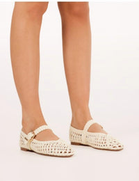 BiLLiNi Women's Franky Raffia Flats in ivory - women's flats - detail view