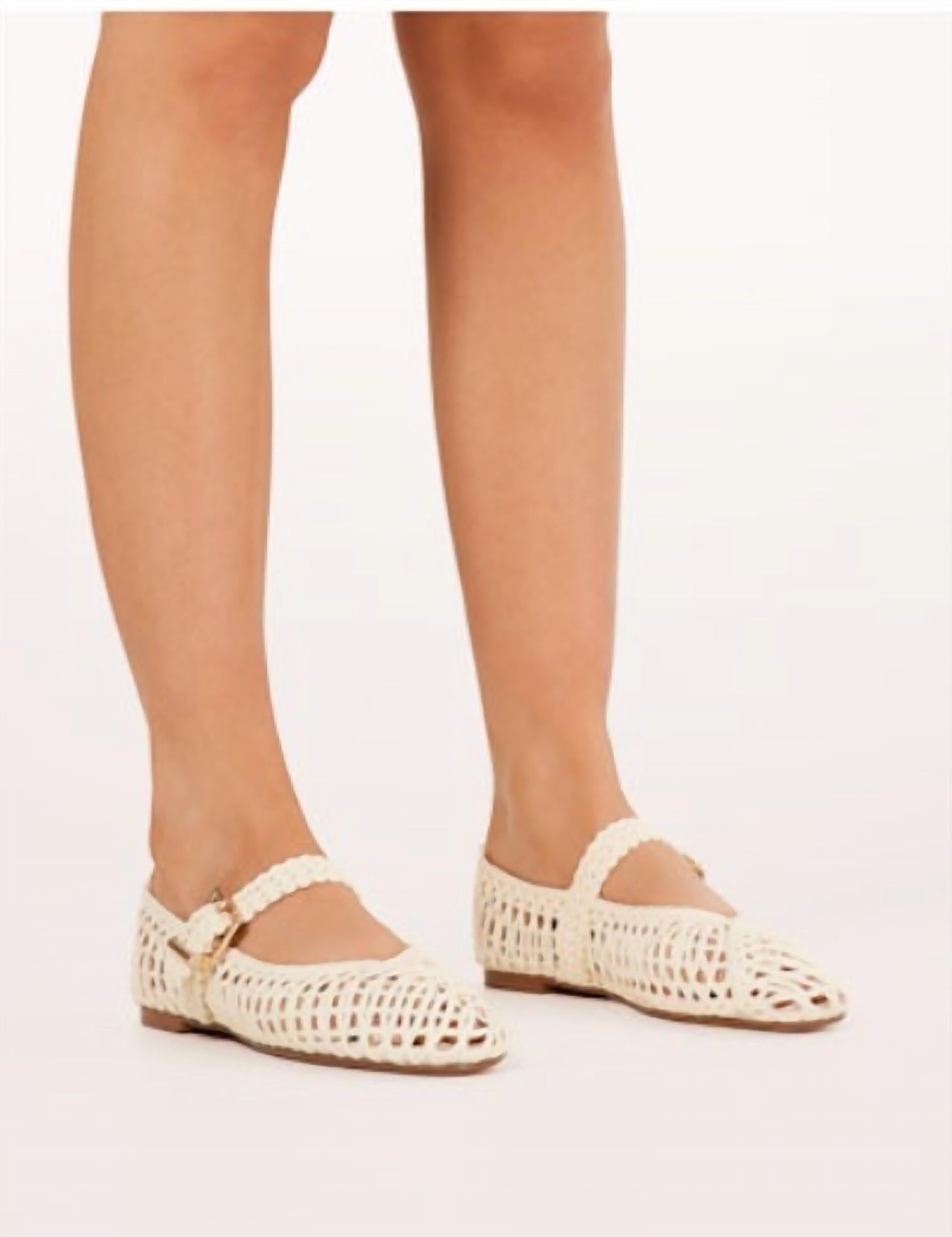 BiLLiNi Women's Franky Raffia Flats in ivory - women's flats - detail view