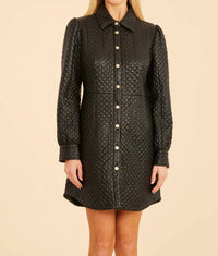 Dolce Cabo - Quilted Faux Leather Tailored Mini Dress