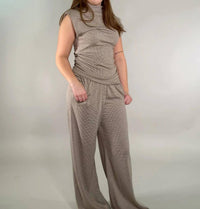 Apricot - Houndstooth Knit Wide-leg Lounge Pants