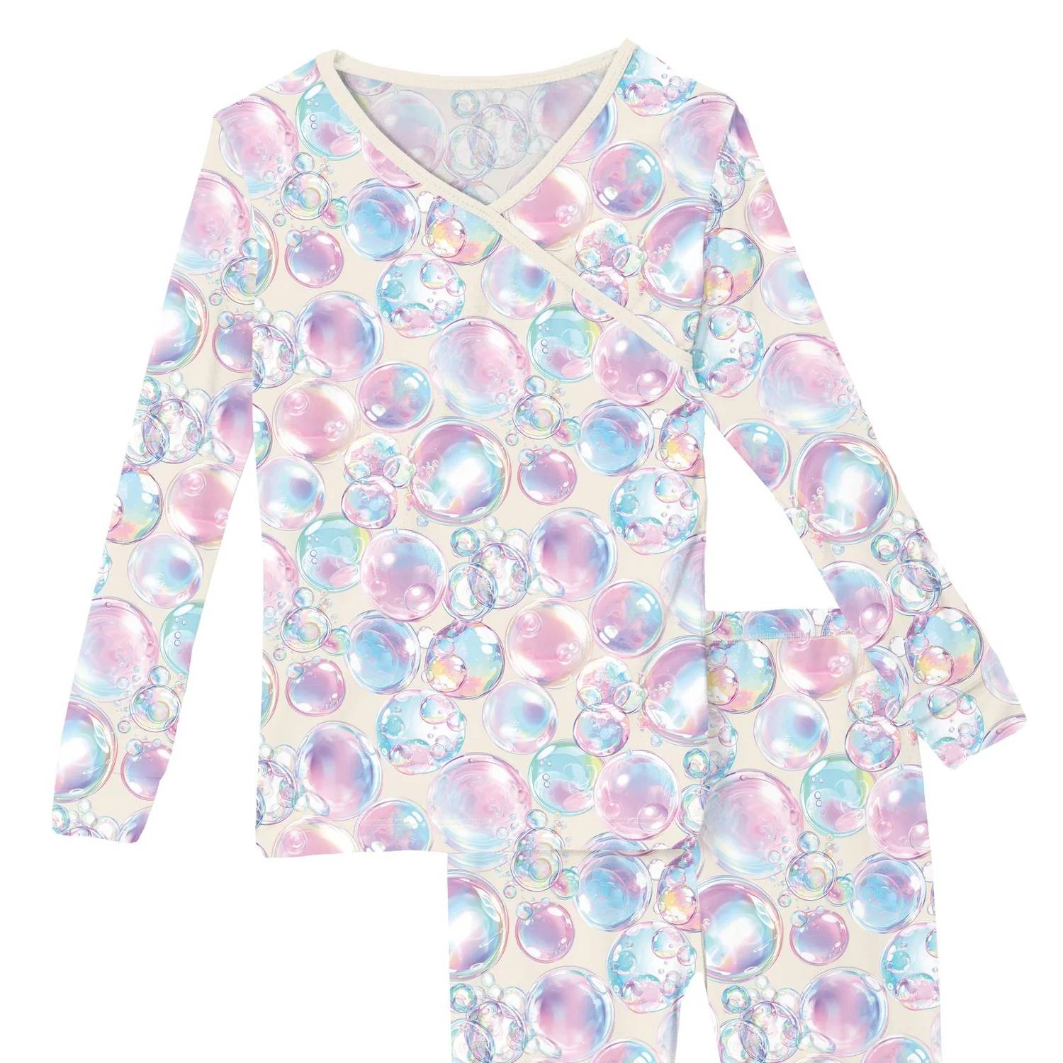 Kickee - Print Long Sleeve Kimono Pajama Set