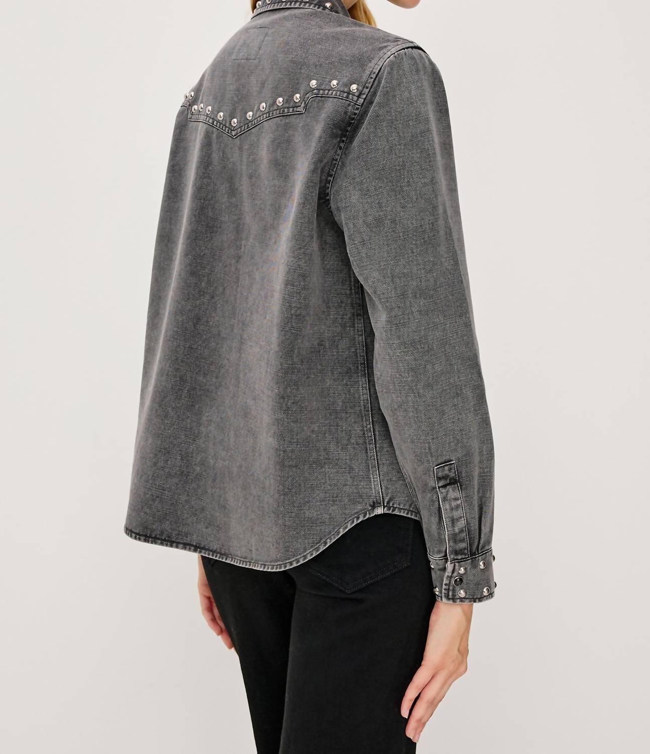 Rails Vinea Button Up in black - women's long sleeve top - detail view