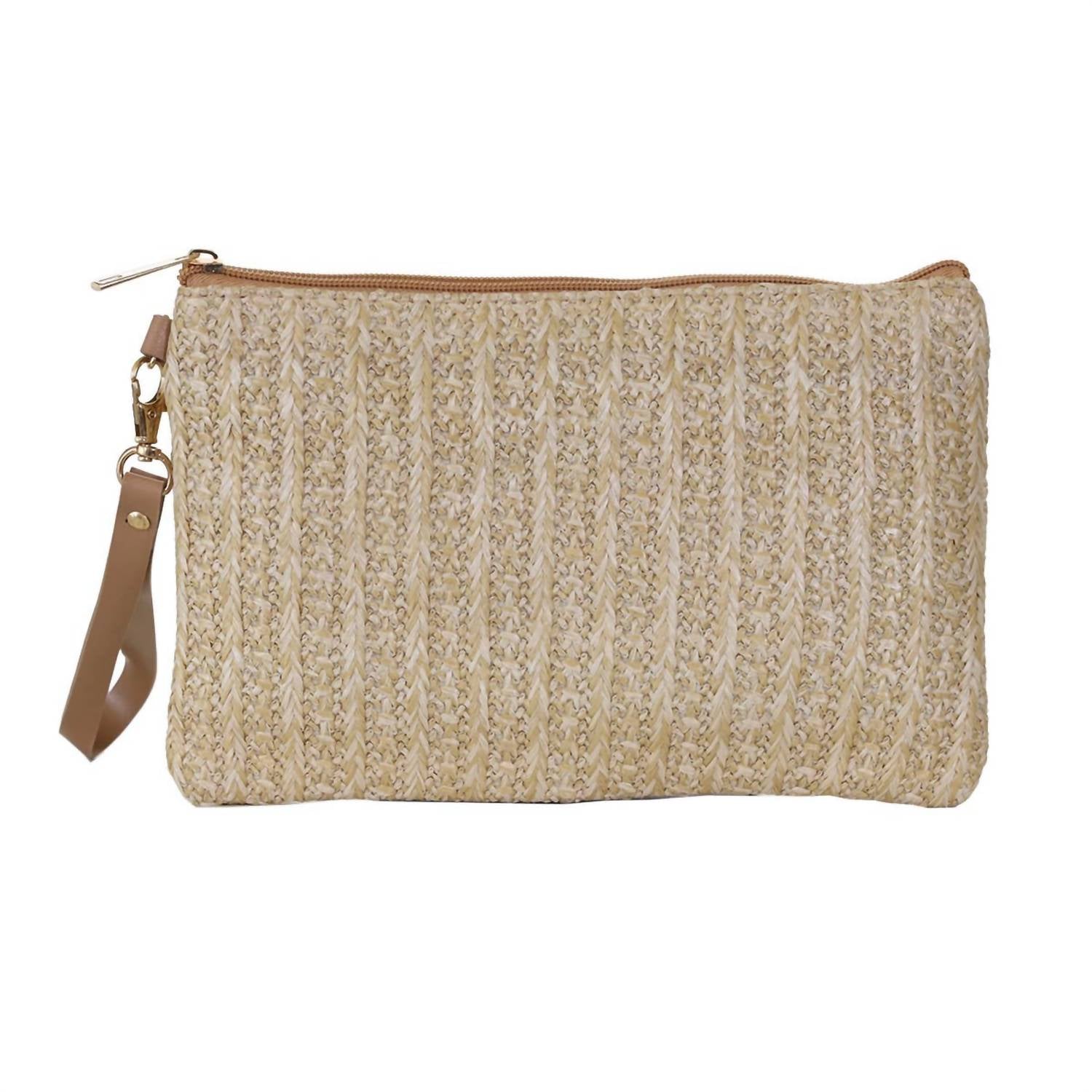22TOTE Women's Straw Wristlet Clutch Bag in natural - women's bag