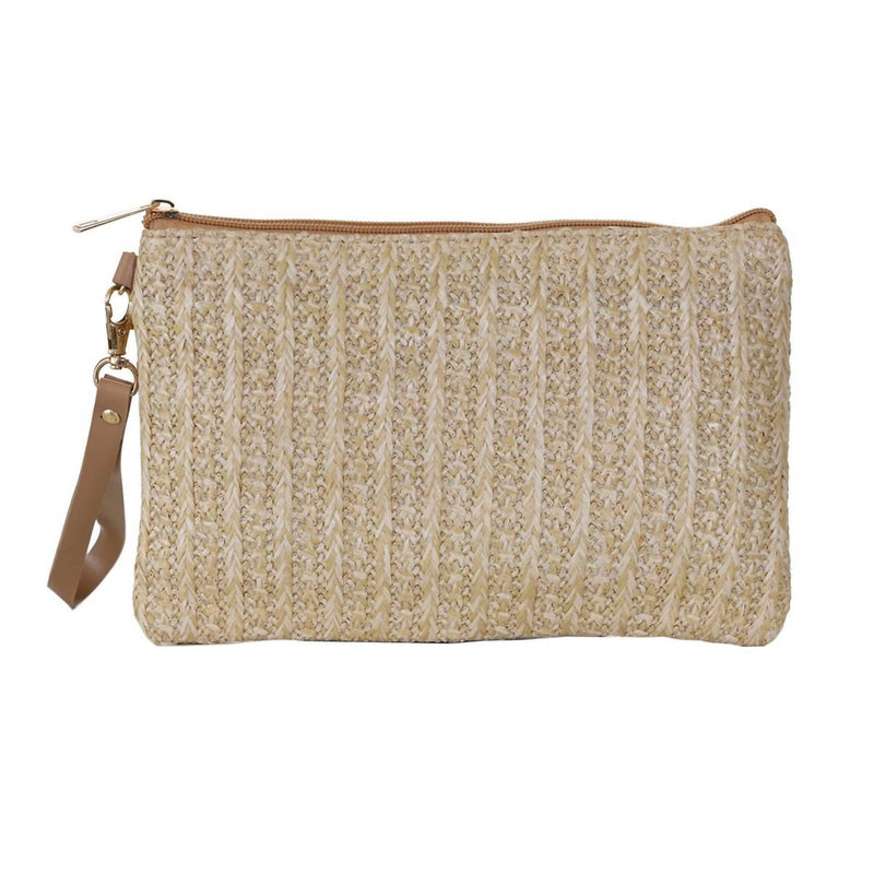 22TOTE Women's Straw Wristlet Clutch Bag in natural - women's bag