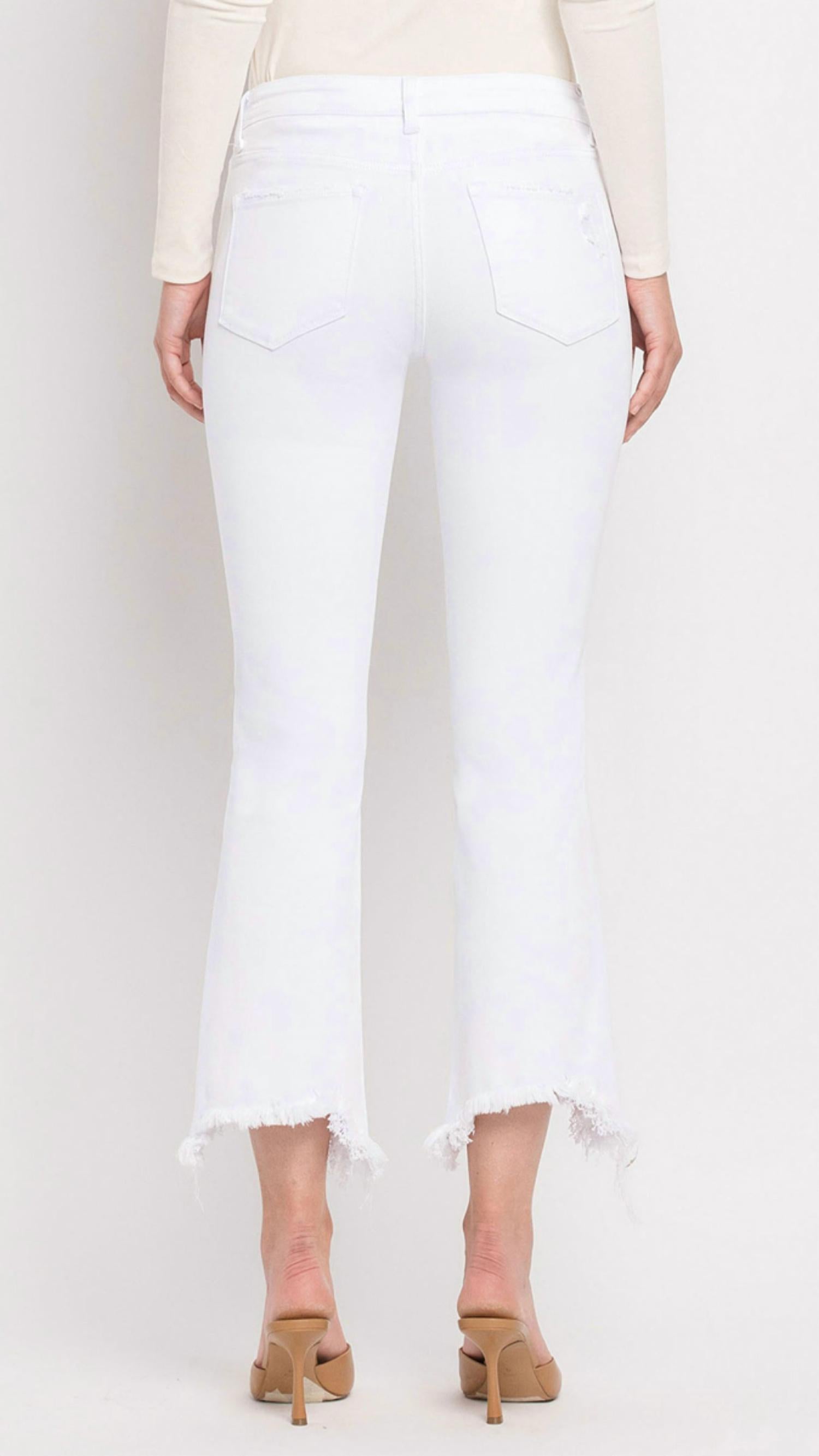 Vervet By Flying Monkey - Mid Rise Distressed Hem Ankle Bootcut Jeans
