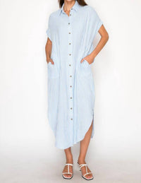 Meet Me In Santorini - Stripe Shirt Dress