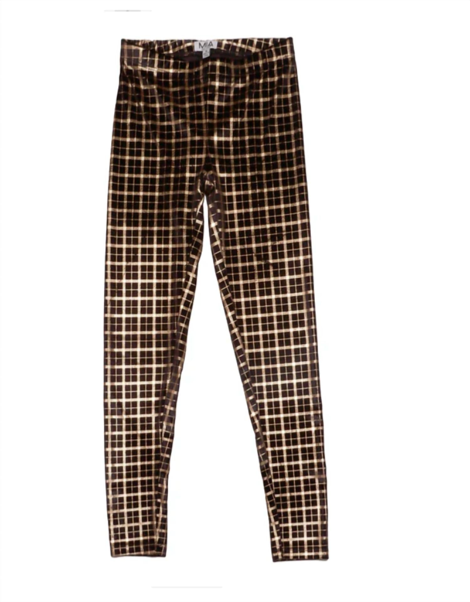 Mia - Girls' Plaid Velour Leggings