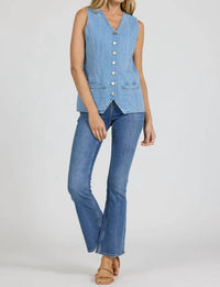 DEAR JOHN DENIM Prue Denim Vest in dark arthlow - women's jacket - view 4