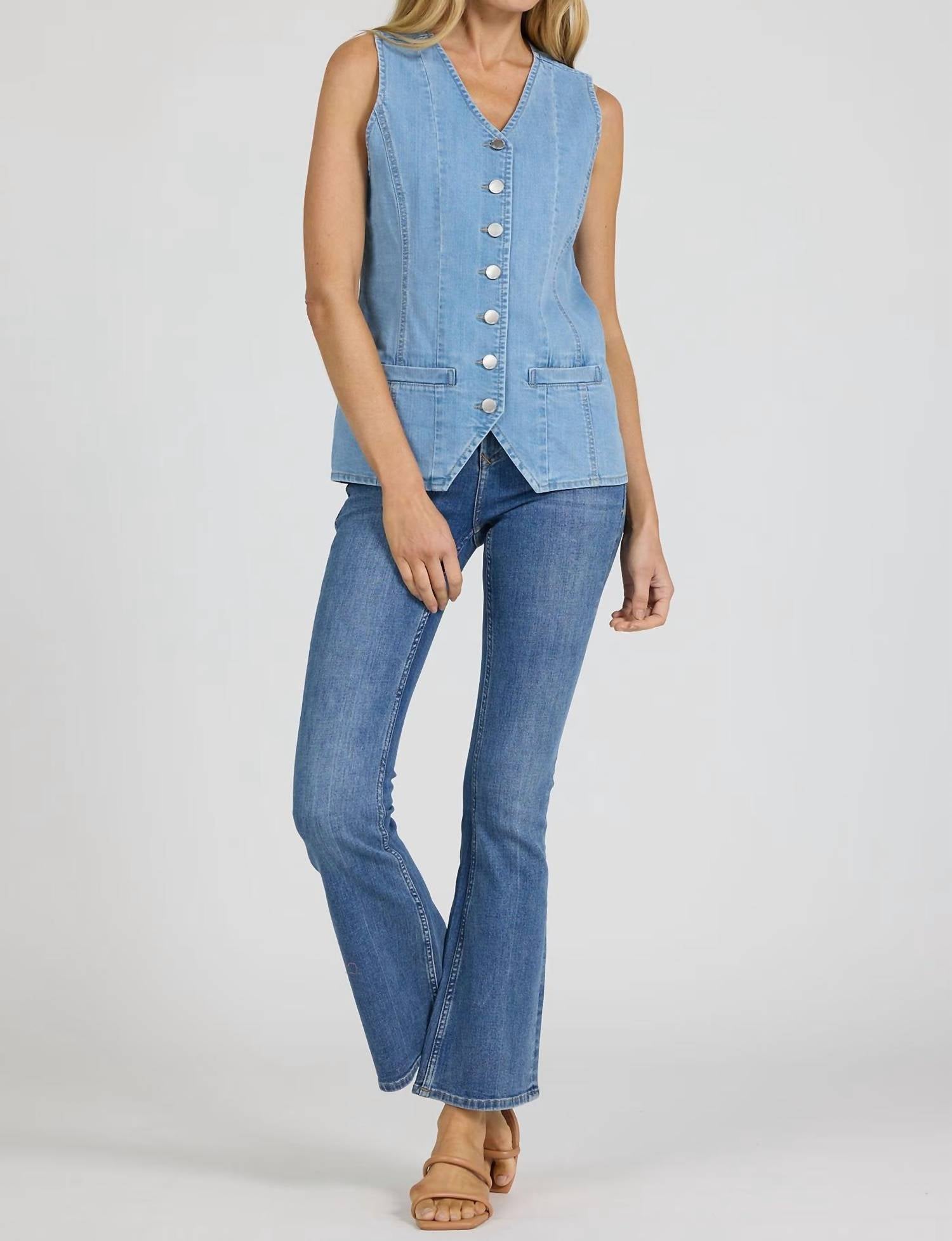 DEAR JOHN DENIM Prue Denim Vest in dark arthlow - women's jacket - view 4