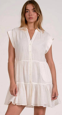 Elan - Windowpane Short Sleeve Mini Dress